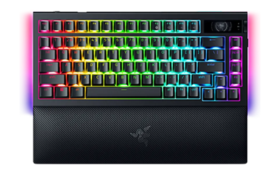 Razer BlackWidow V4 Pro 75% — Orange Switches, isolated on a transparent background.