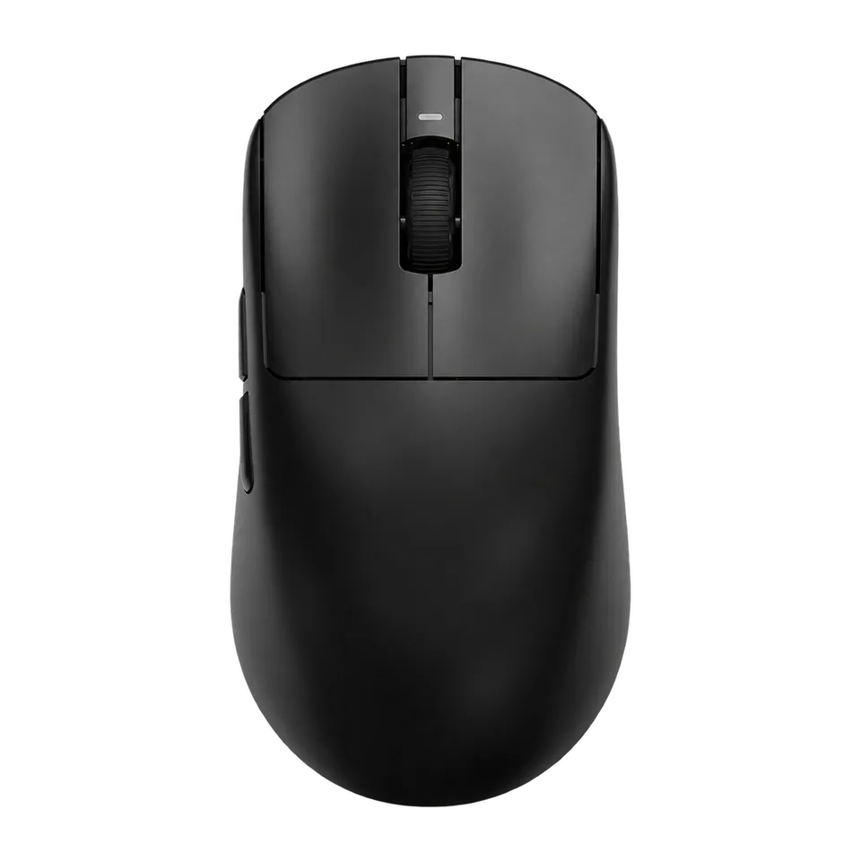 Black ATK VXE Dragonfly R1 mouse viewed from above.