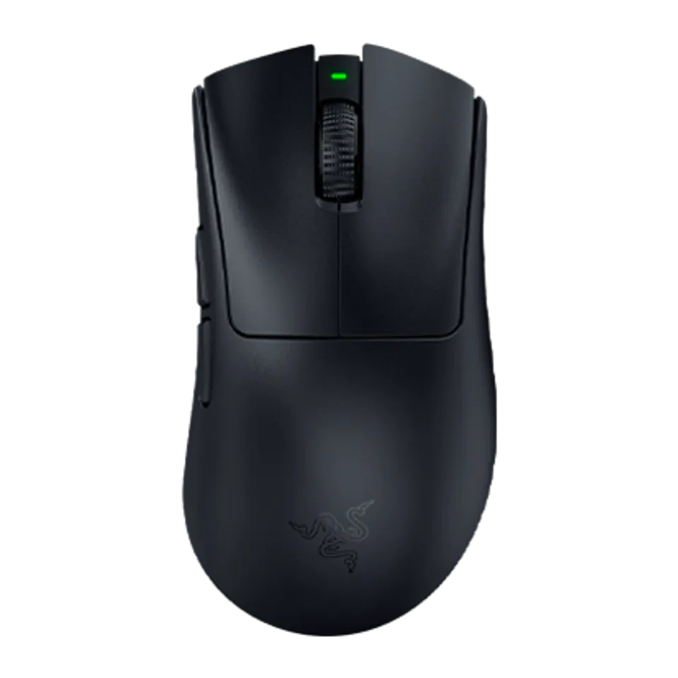 Razer DeathAdder V4 Pro — Black, isolated on a transparent background.