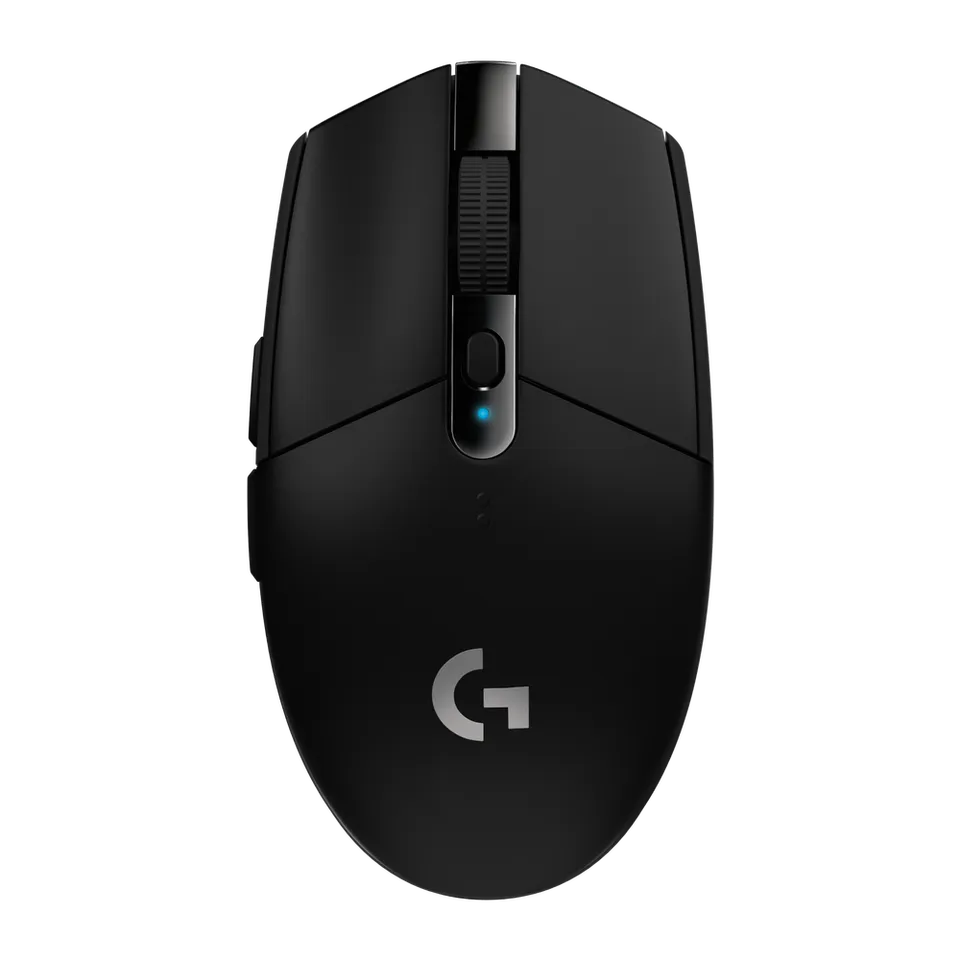Logitech G305 LIGHTSPEED — Black, isolated on a transparent background.